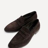 Aurelio Mens Brown Faux Suede Penny Loafers