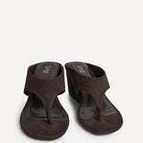 Avalon Brown Toe Post Wedge Sandals