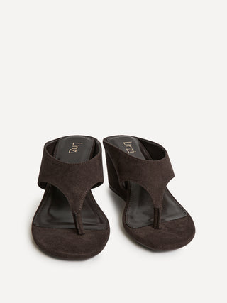 Avalon Brown Toe Post Wedge Sandals