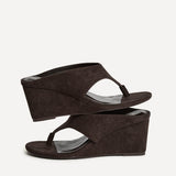 Avalon Brown Toe Post Wedge Sandals