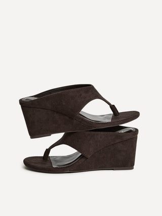Avalon Brown Toe Post Wedge Sandals