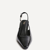 Avani Black Faux Leather Court Heels