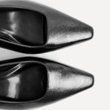 Avani Black Faux Leather Court Heels
