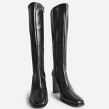 Avenue Black Faux Leather High Leg Boots