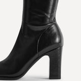 Avenue Black Faux Leather High Leg Boots