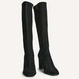 Avenue Black Faux Suede High Leg Boots