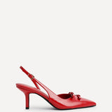 Aysha Red Faux Leather Bow Court Heels