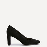 Agenda Black Faux Suede Court Heels