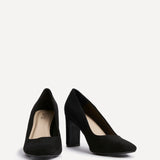 Agenda Black Faux Suede Court Heels