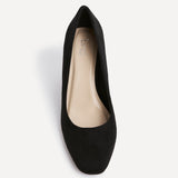 Agenda Black Faux Suede Court Heels