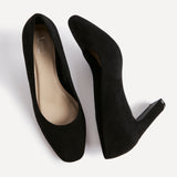 Agenda Black Faux Suede Court Heels