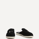 Alix Black Faux Suede Slip On Mules