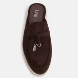 Alix Brown Faux Suede Slip On Mules
