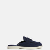 Alix Navy Faux Suede Slip On Mules