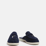 Alix Navy Faux Suede Slip On Mules