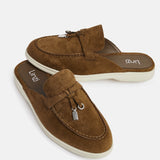 Alix Tan Faux Suede Slip On Mules
