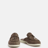 Alix Taupe Faux Suede Slip On Mules