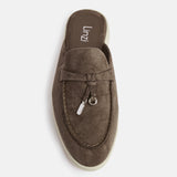 Alix Taupe Faux Suede Slip On Mules