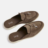 Alix Taupe Faux Suede Slip On Mules