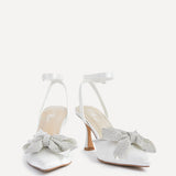 Angela Bridal Ivory Satin Bow Heels