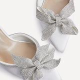 Angela Bridal Ivory Satin Bow Heels