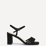 Annie Black Suede Heeled Sandals