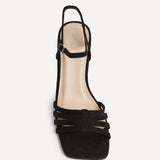 Annie Black Suede Heeled Sandals