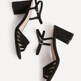 Annie Black Suede Heeled Sandals