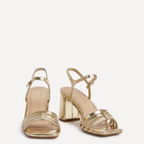 Annie Gold Faux Leather Heeled Sandals