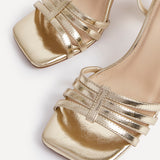 Annie Gold Faux Leather Heeled Sandals