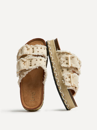 Bahama Beige Diamante Flatform Sandals