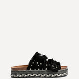 Bahama Black Diamante Flatform Sandals