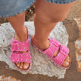 Bahama Fuchsia Diamante Flatform Sandals