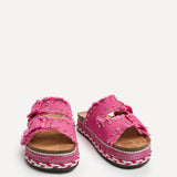 Bahama Fuchsia Diamante Flatform Sandals