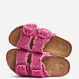 Bahama Fuchsia Diamante Flatform Sandals