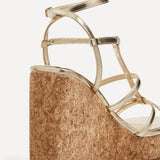 Barbados Gold Strappy Wedges