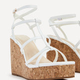 Barbados White Strappy Wedges