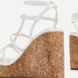 Barbados White Strappy Wedges
