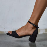 Maddie Black Faux Suede Block Heels