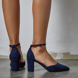 Corinne Navy Faux Suede Court Heels