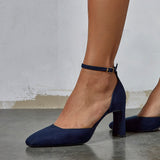 Corinne Navy Faux Suede Court Heels