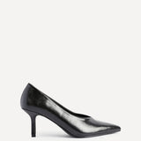 Bellamy Black Faux Leather V-Cut Court Heels