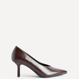 Bellamy Brown Faux Leather V-Cut Court Heels