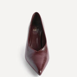 Bellamy Brown Faux Leather V-Cut Court Heels