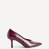 Bellamy Burgundy Faux Leather V-Cut Court Heels