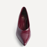 Bellamy Burgundy Faux Leather V-Cut Court Heels