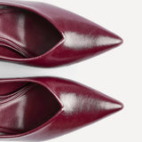 Bellamy Burgundy Faux Leather V-Cut Court Heels