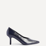 Bellamy Navy Faux Leather V-Cut Court Heels