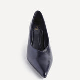 Bellamy Navy Faux Leather V-Cut Court Heels