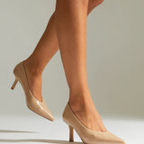 Bellamy Nude Faux Leather V-Cut Court Heels